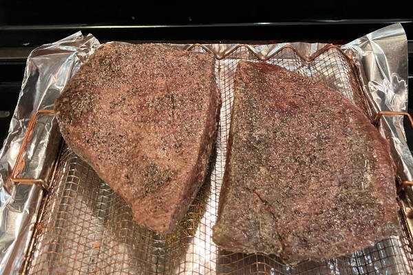 Brisket after removal from vacuum sealed bags and patted dry.